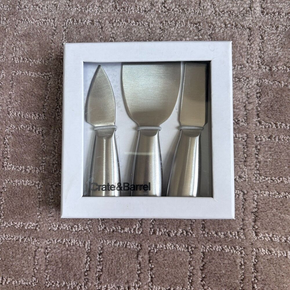 Crate and Barrel Stainless Steel Cheese Knives, Set of 3 NIB Party Charcuterie